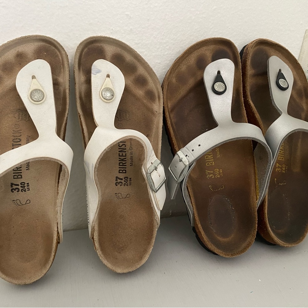 Lot 2 Pre-owned Birkenstock Gizeh Sandal Sz 37/6 Women’s